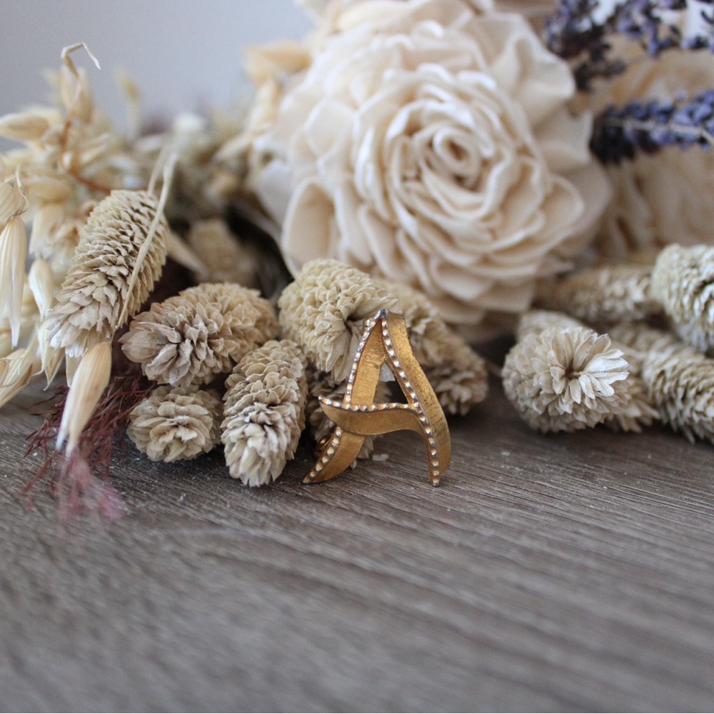 Elegant Gold Tone Initial ‘A’ Brooch